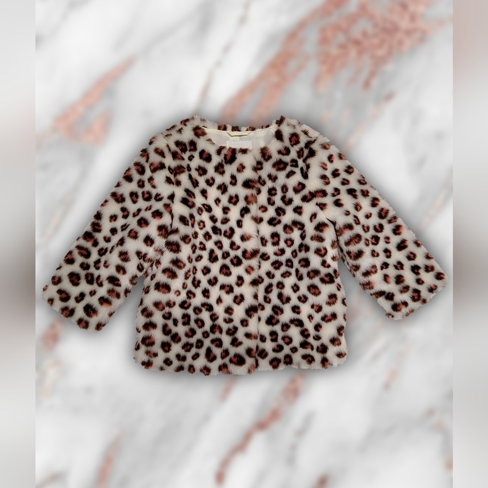 2t Janie and Jack faux fur pink leopard jacket